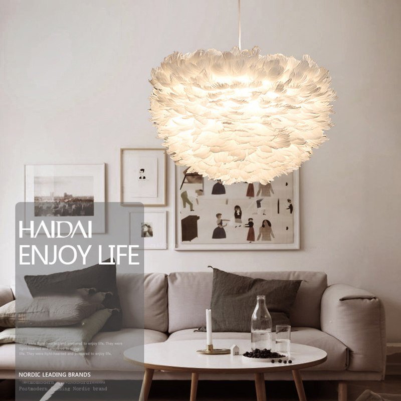 Modern Nature Goose Feather Pendant Light Perfect for a Bedroom or Cozy Sitting Area