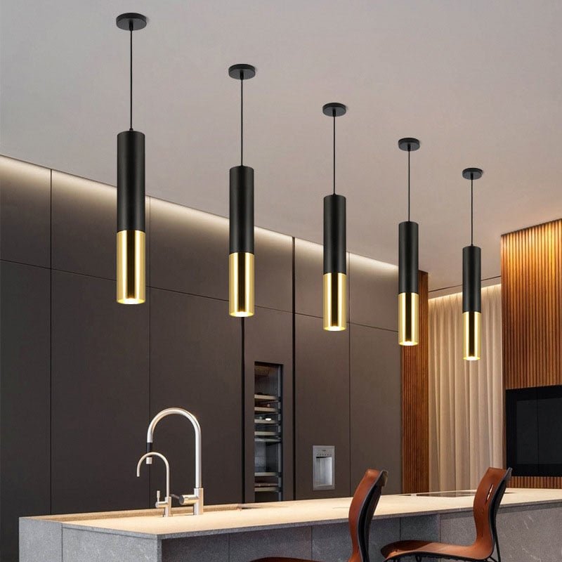 Single Head Long Tube Pendant Lights for Bar Restaurant Stair Kitchen Island Droplight LED