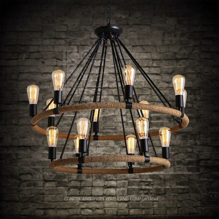 Vintage Chandelier Pendant Hanging Lighting Fixture Retro Loft Hang Lamp Light for Hotel Foyer Living Room Decoration Luminaire